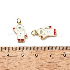 真鍮製エナメルペンダント  丸カン付き  ラックめっき  18KGP本金メッキ  鉛フリー＆カドミウムフリー  長持ちメッキ  宇宙飛行士  16.5x10x2mm  穴：3.3mm&nbsp;KK-L237-024G-02