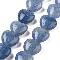 染色・加熱された天然ブルーアベンチュリンビーズ連売り  ハート  11~11.5x12x6mm  穴：1.1mm  約36個/連  15.35インチ（39cm）&nbsp;G-B022-34C
