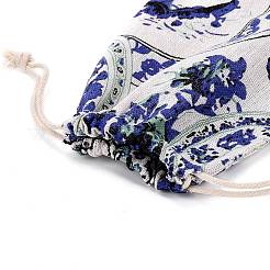 黄麻布製梱包袋ポーチ  巾着袋  藤紫色  17.3~18.2x13~13.4cm&nbsp;ABAG-L005-G01