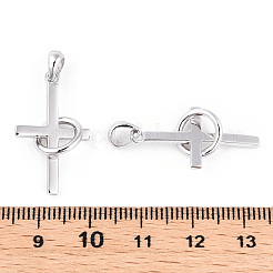 ロジウムメッキ 925 スターリングシルバー ペンダント  リングクロス 925 個  プラチナメッキ  26x15x1.5mm  穴：3.5x5mm  サークル：10x10x1.5mm&nbsp;STER-T007-40P