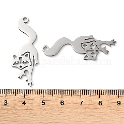 変色しない304ステンレススチールペンダント  キツネのチャーム  ステンレス鋼色  41x19.5x1.5mm  穴：2mm&nbsp;STAS-R116-03P