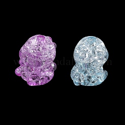 クリアクラックアクリルビーズ  恐竜  ミックスカラー  14.5x14x2.5mm  穴：2.5mm  約410個/500g&nbsp;AC-CBA4496-10