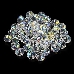 電気メッキガラスビーズ  多面カット  ロンデル  透明  8x6mm  穴：1.6mm  100個/袋&nbsp;EGLA-Z004-01B-06