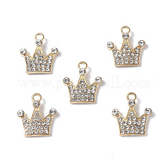 合金クリスタルラインストーンペンダント  クラウンチャーム  カドミウムフリー＆鉛フリー  ライトゴールド  17x15.5x2.5mm  穴：2mm&nbsp;PALLOY-F288-01LG
