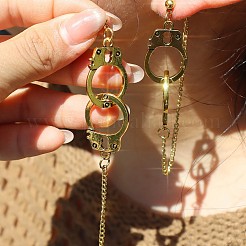 Handcuffs Alloy Curb Chain Dangle Stud Earrings&nbsp;FS-WG10D04-02