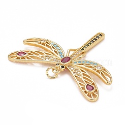 Rack Plating Brass Colorful Cubic Zirconia Pendants&nbsp;X-KK-M229-03G