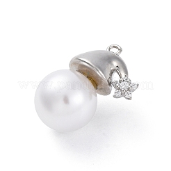 Rack Plating Brass with Cubic Zirconia Pendants and ABS Imitation Pearls Pendants&nbsp;KK-Q010-09P
