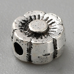 チベット風合金ビーズ  花  アンティークシルバー  6x3.5mm  穴：1.4mm&nbsp;FIND-WH0148-250A
