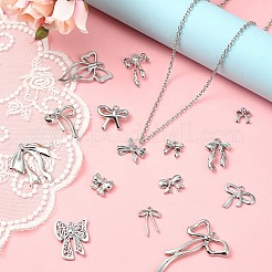 15 個 15 スタイルラックメッキ合金ペンダント  ちょう結びのチャーム  プラチナ  10~45x9.5~30.5x2~4mm  穴：1.4~2mm  1個/スタイル&nbsp;FIND-YW0006-53P