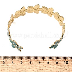 女性用304ステンレススチールエナメルバングル  花  イオンプレーティング（ip）  18KGP本金メッキ  内径：1.89インチ（4.8cm）x2.40インチ（6.1cm）&nbsp;BJEW-D408-40G