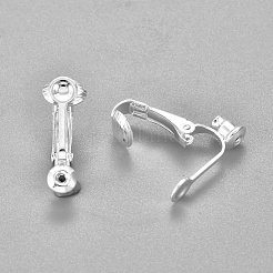 304ステンレススチールクリップオンイヤリングコンバーターファインディング  穴開けないイヤリング  銀  20.5x7.5x10mm  穴：0.7mm&nbsp;STAS-O110-20S