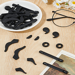 22組 6スタイル プラスチック製眼鏡用耳かけ  滑り止めホルダー  ブラック  14.5~54x6~21x3.5~5mm&nbsp;FIND-LP0001-73
