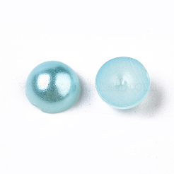 ABSプラスチックパール調カボション  半円  淡いターコイズ  6x3mm&nbsp;SACR-S738-6mm-Z19