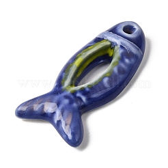 手描きの磁器製大型ペンダント  魚のチャーム  ミックスカラー  65.5~66.5x32~32.5x11mm  穴：3.5~4mm&nbsp;LA-CBAC6A6-06D