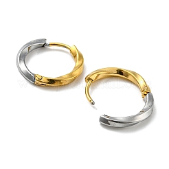 女性用ツートンカラー 304 ステンレススチール フープピアス  ゴールデン·ステンレス鋼色  17x2.5mm&nbsp;EJEW-Q790-01A