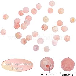 天然ピンクオパールビーズ1本  ラウンド  多面カット  3mm  穴：0.7mm&nbsp;G-CA0001-29
