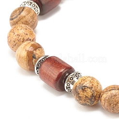 Natural Picture Jasper Beaded Stretch Bracelet for Women or Men&nbsp;BJEW-JB07732-02
