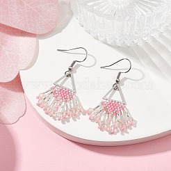 Glass Seed Beaded Tassel Dangle Earring&nbsp;EJEW-MZ00117