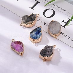 Golden Plated Dyed Natural Druzy Agate Links connectors with Iron Findings&nbsp;G-R275-276