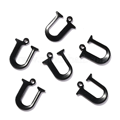 304ステンレススチールアルファベットチャーム  イオンプレーティング（ip）  電気泳動黒  文字.u  12x9.5x1mm  穴：1mm&nbsp;STAS-H122-U-EB