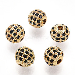 ラックメッキ真鍮製キュービックジルコニアビーズ  長持ちメッキ  ラウンド  ミックスカラー  8x7mm  穴：2mm&nbsp;ZIRC-S001-8mm-B-M