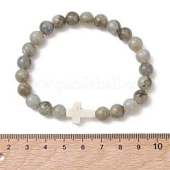 Natural Labradorite & Synthetic Turquoise Beaded Bracelets&nbsp;BJEW-JB13570