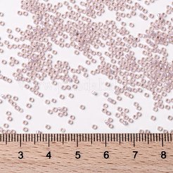 MIYUKIラウンドロカイユビーズ  日本製シードビーズ  15/0  （rr2357)シルバーラインの淡いローズオパール  1.5mm  穴：0.7mm  約250000個/ポンド&nbsp;SEED-G009-RR2357