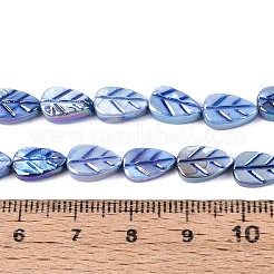 天然淡水貝の彫刻ビーズ連売り  葉  染め  ABカラー  ミックスカラー  10x6~6.5x2~4mm  穴：0.6~0.7mm  約36個/連  14.17インチ（36cm）&nbsp;SHEL-N038-25