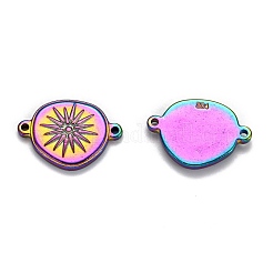 イオンプレーティング（IP）304ステンレス鋼リンクコネクター  太陽とフラットラウンド  虹色  14.5x20.5x2.8mm  穴：1.4mm&nbsp;STAS-G214-04MC