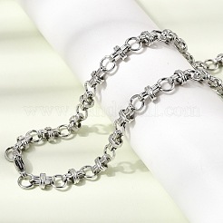 304ステンレススチールリンクチェーンブレスレット＆ネックレスジュエリーセット  カニカン付き  ステンレス鋼色  615mm&nbsp;SJEW-L199-12P