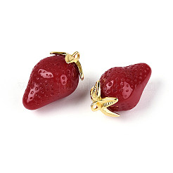 オペークアクリルパーツ  イチゴのチャーム  暗赤色  29.5~30x16.5~18x16.5~18mm  穴：1.8mm&nbsp;SACR-T017-89A