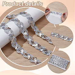 Sparkle Wavy Polyester Lace Ribbon with PVC Paillette&nbsp;OCOR-WH0078-351A