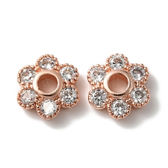 Rack Plating Brass Cubic Zirconia Bead Cap&nbsp;KK-C020-12A-RG