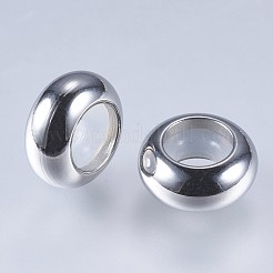 201ステンレスビーズ  プラスチック付き  スライダービーズ  ロンデル  ステンレス鋼色  10x4.5mm  穴：3mm&nbsp;STAS-F145-06P-A
