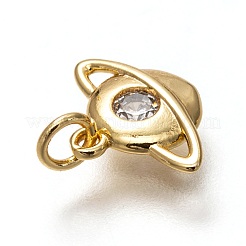 Brass Micro Pave Clear Cubic Zirconia Charms&nbsp;ZIRC-B002-27G