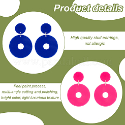 6 Pairs 6 Colors Acrylic Donut Dangle Stud Earrings with Steel Iron Pins for Women&nbsp;EJEW-AN0004-38