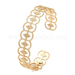 304 Stainless Steel Hollow Oval Cuff Bangles&nbsp;BJEW-F457-11G