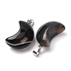 Natural Banded Agate Pendants&nbsp;G-F820-02L-15