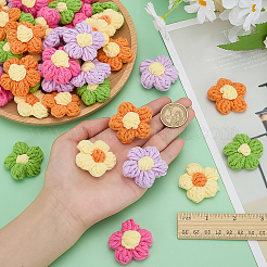 50個 5色 手作りコットン編み装飾アクセサリー  DIYミシンクラフト用  花  ミックスカラー  37~41x12~15mm  10個/カラー&nbsp;DIY-ME0001-44B