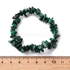 ユニセックスチップ天然マラカイトビーズストレッチブレスレット  内径：1-3/4~2インチ（4.5~5cm）&nbsp;BJEW-S143-34
