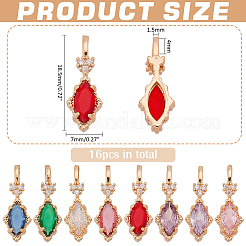 16Pcs 8 Colors Brass Micro Pave Cubic Zirconia Pendants&nbsp;KK-WR0001-42