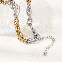 6MM Duo Tone 304 Stainless Steel Textured Rope Chain Necklaces&nbsp;SA-CBA70A3-01GP