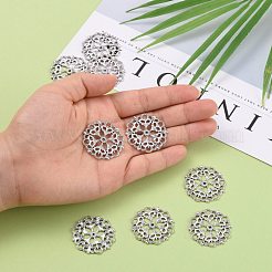 チベットスタイルフィリグリーのジョイナのリンク  カドミウムフリー＆鉛フリー  花  アンティークシルバー  29x1mm  穴：1.2mm&nbsp;TIBE-A11623-AS-LF