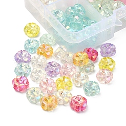 160個8色透明アクリルビーズ  ABカラーメッキ  花  ミックスカラー  10x5mm  穴：1.8mm  約20PCS /カラー&nbsp;MACR-YW0001-91