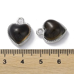 合金と黒いガラスのペンダント  鉛フリー＆カドミウムフリー  ハートチャーム  プラチナ  17.5x14x8mm  穴：2.5mm&nbsp;FIND-Z014-23P
