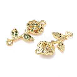 Brass Pave Colorful Cubic Zirconia Connector Charms&nbsp;KK-L253-21G-02