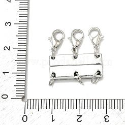 真鍮製マグネットクラスプ  長持ちメッキ  ラックめっき  長方形  カニカン付き  1連  3穴  プラチナ  6mm&nbsp;KK-G557-03B-P