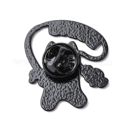 釣りの白い猫のエナメルピン  バックパック用合金ラペルピンバック  マリンブルー  30x26mm&nbsp;JEWB-L024-01EB-03