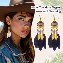 2Pairs 2 Colors Feather Chandelier Earrings&nbsp;EJEW-TA0001-81A