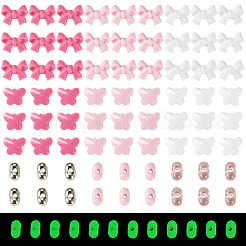 混合スタイルのアクリルビーズ  ピーナッツと蝶結びと蝶  ピンク  6.5~7.5x4~10x3~5.5mm  穴：1.2~1.6mm&nbsp;SACR-TA0001-81B